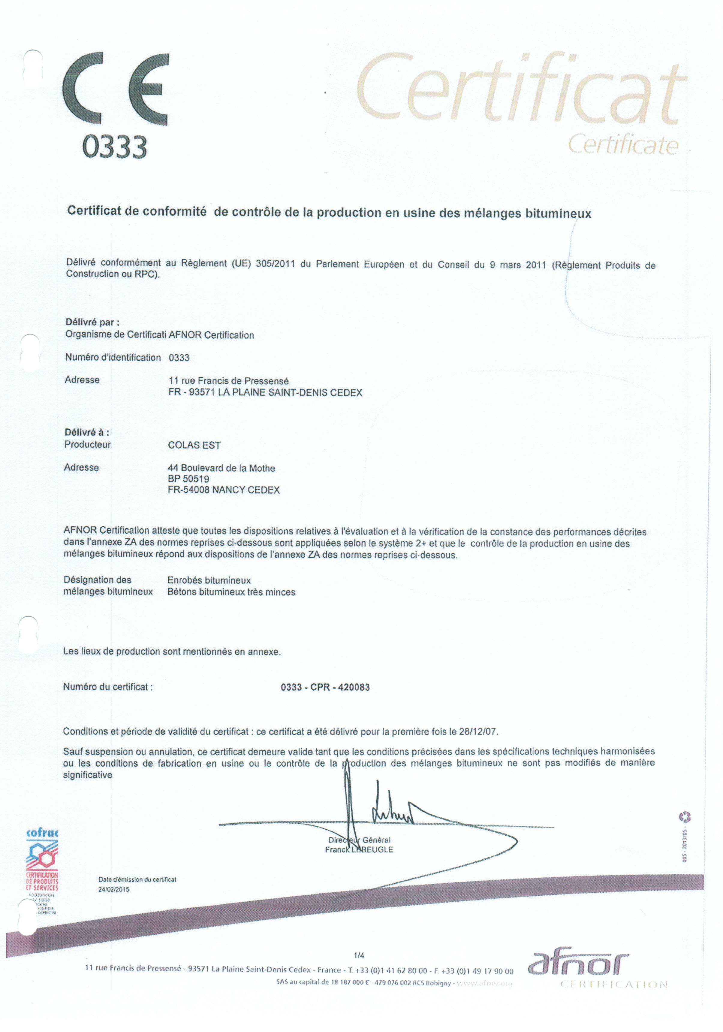 Certificat TRM Hériménil